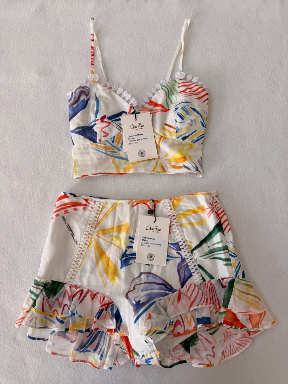 Charo Ruiz Ibiza Hilma Crop Top & Amelie Ruffle High-Waist Shorts Set